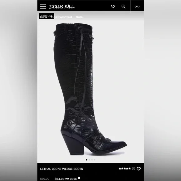 Lethal looks dolls kill goth cowboy boots - Picture 2 of 3